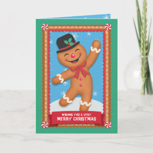 Gingerbread Man Christmas Holiday Greeting Card