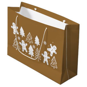 Gingerbread Man Christmas Holiday Winter Baker Large Gift Bag