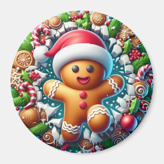 Gingerbread Man Christmas Magnet (Front)