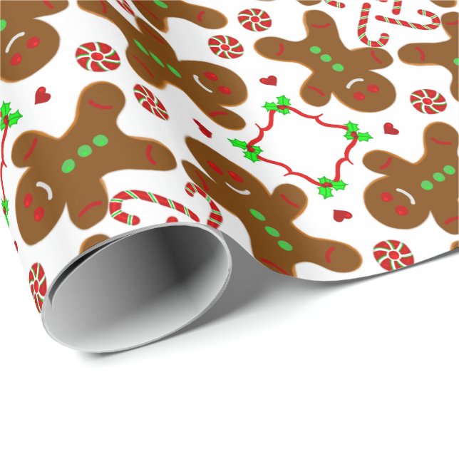 Gingerbread man Christmas Monograme Wrapping Paper (Roll Corner)