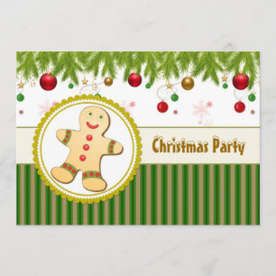 Gingerbread man Christmas Party Invitation
