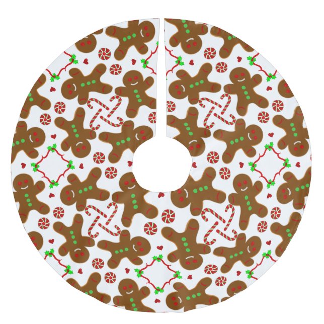 Gingerbread man Christmas personalizable Brushed Polyester Tree Skirt (Front)