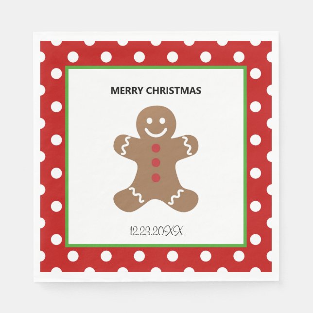 Gingerbread Man Christmas Personalized  Napkin (Front)
