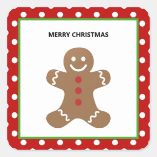Gingerbread Man Christmas Personalized Square Sticker