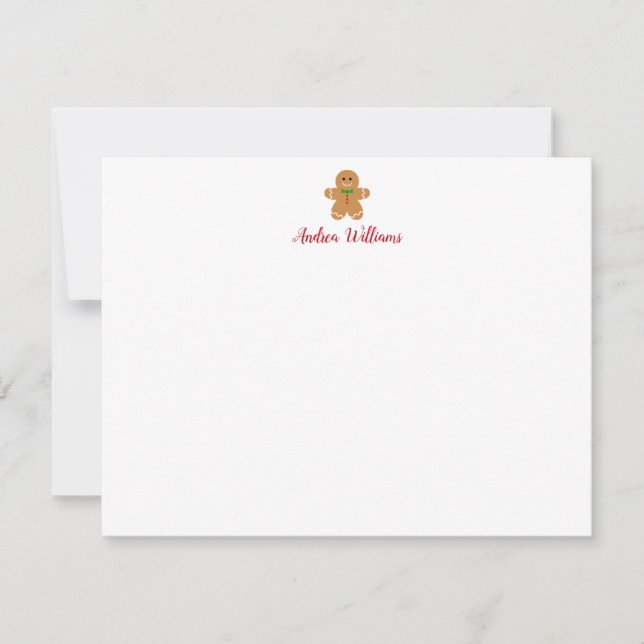Gingerbread Man Christmas Personalized Stationery Card (Front)
