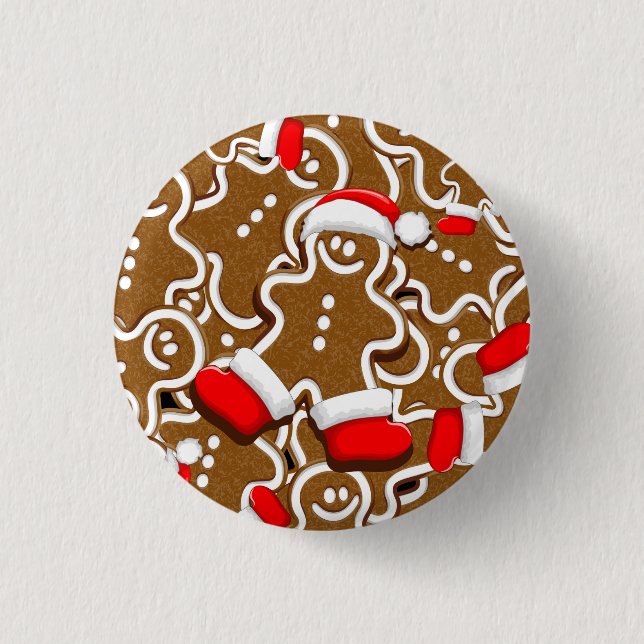 Gingerbread Man Christmas Santa Claus 1 Inch Round Button (Front)