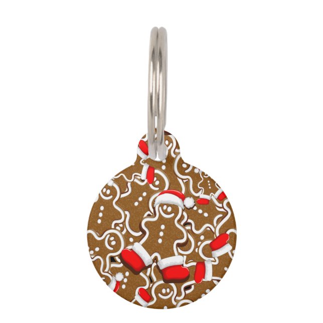 Gingerbread Man Christmas Santa Claus Pet Tag (Front)