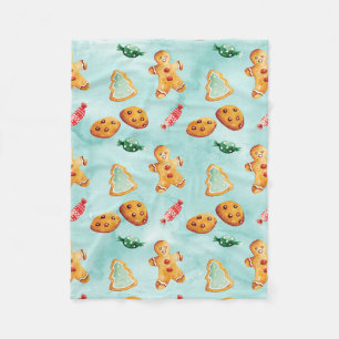 Gingerbread Man Christmas Tree Pattern Fleece Blanket