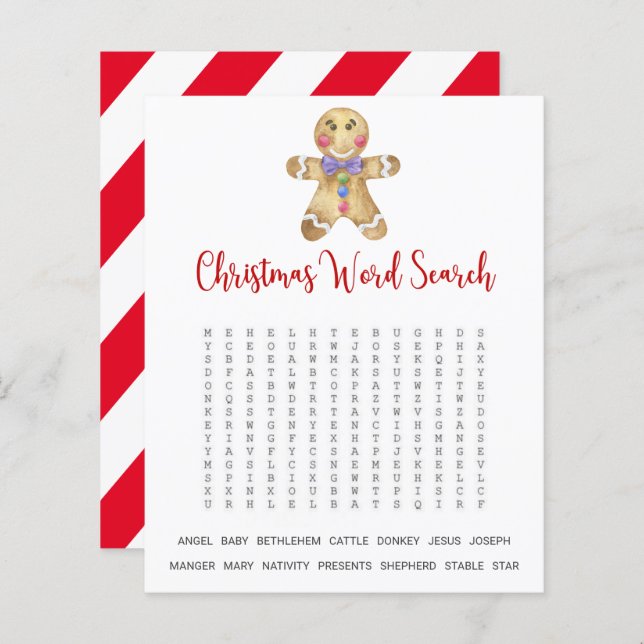 Gingerbread man - Christmas Word Search Game (Front/Back)