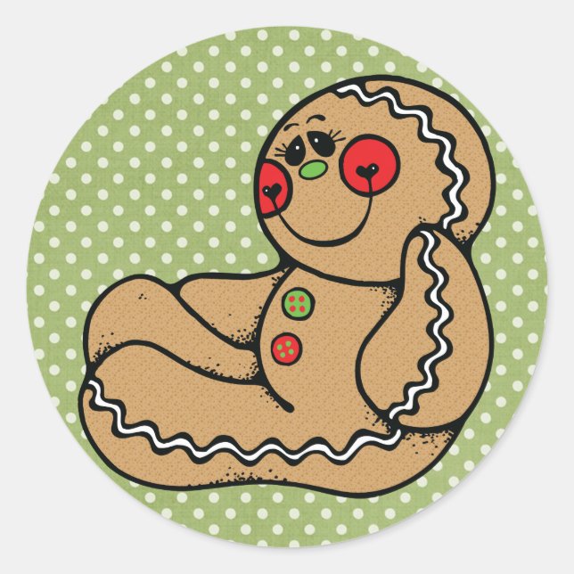 Gingerbread Man Classic Round Sticker (Front)