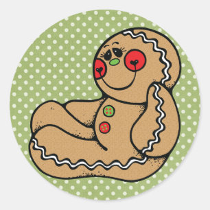 Gingerbread Man Classic Round Sticker