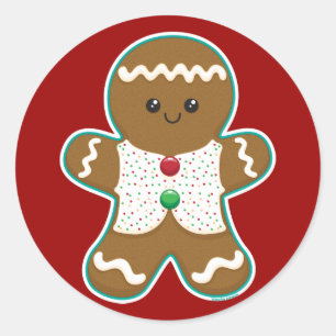 Gingerbread Man Classic Round Sticker