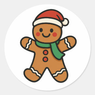 Gingerbread man classic round sticker