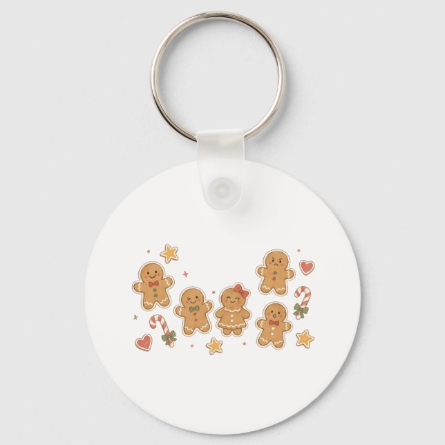 Gingerbread Man Collection with Candy Canes  Keychain (Front)