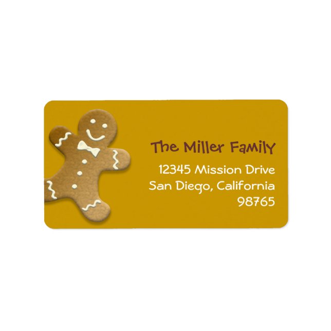 Gingerbread man cookie brown return address label (Front)