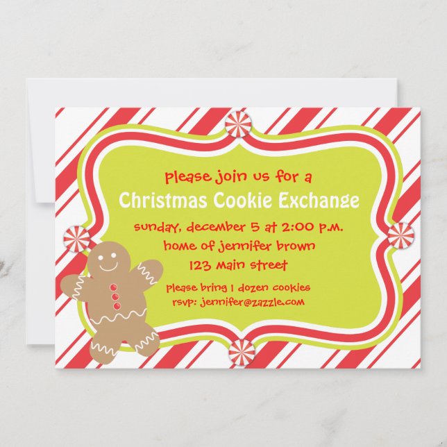 Gingerbread Man Cookie Christmas Invitation (Front)