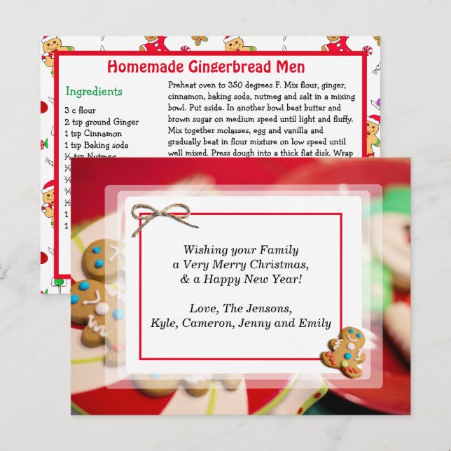 Gingerbread Man Cookie Christmas Recipe Christmas Postcard (Front/Back)