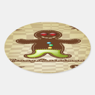Gingerbread man cookie oval sticker