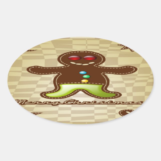 Gingerbread man cookie oval sticker (Front)