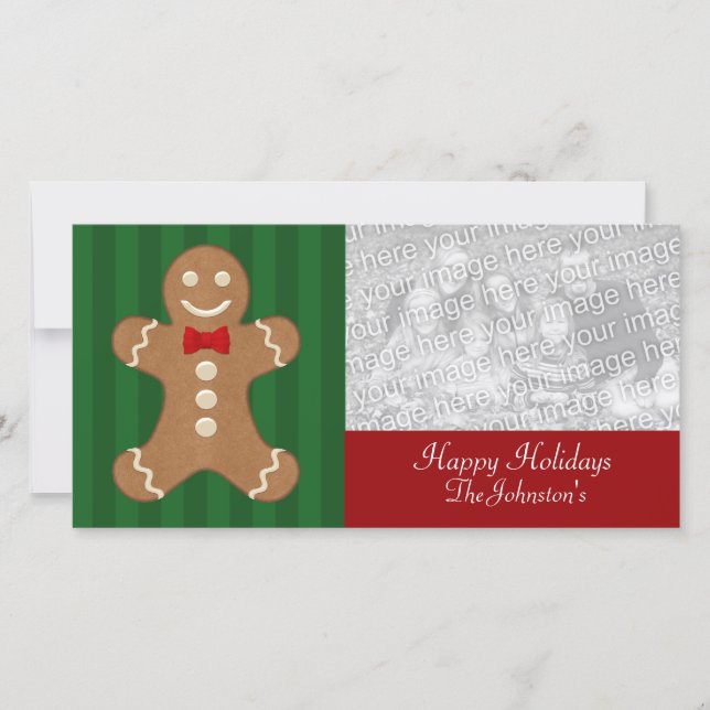 Gingerbread Man Cookie Photo Cards (Front)