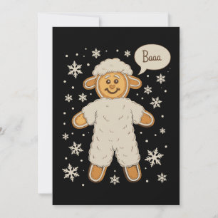 Gingerbread Man Cookie Sheep Baaa Christmas Snow Holiday Card