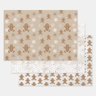 Gingerbread Man Cookie Snowflake Holiday Baking Wrapping Paper Sheet