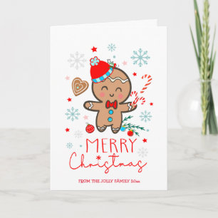 Gingerbread Man Cookie Snowflakes Merry Christmas  Card