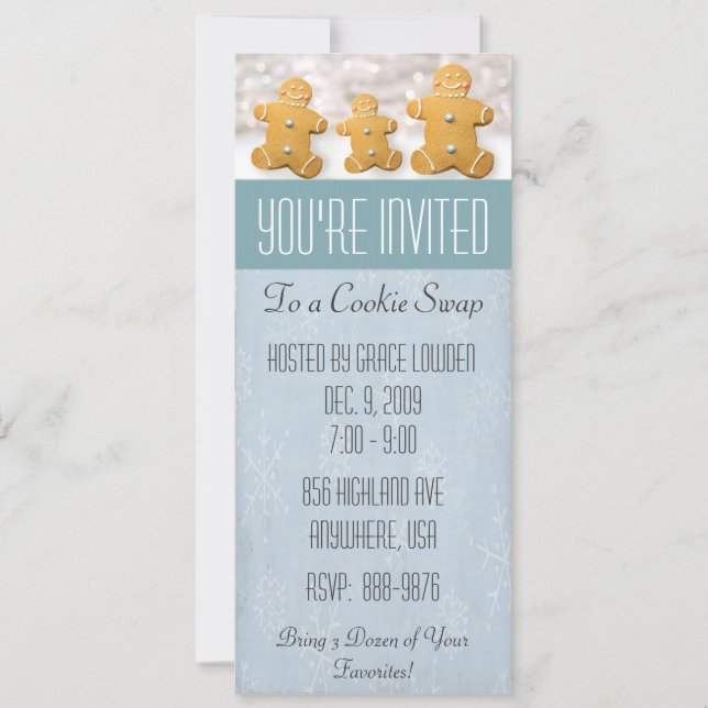 Gingerbread Man Cookie Swap Invitation (Front)