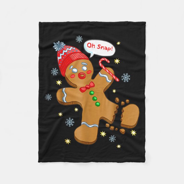 Gingerbread Man Cookie Ugly Sweater Oh Snap Christ Fleece Blanket (Front)