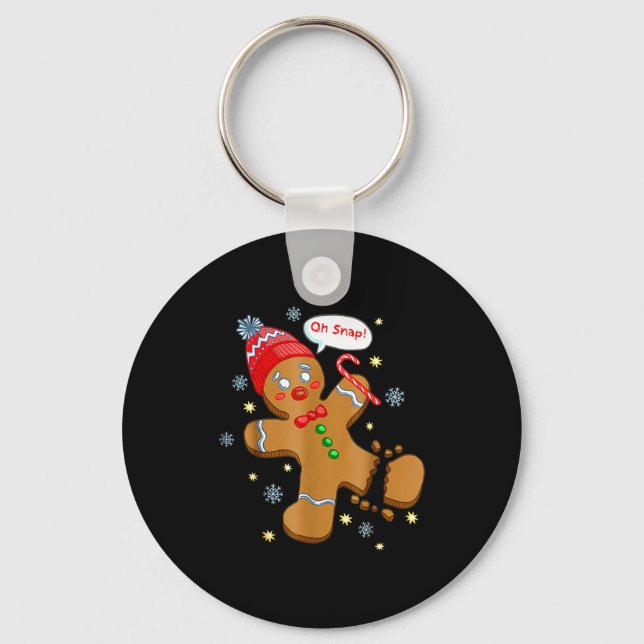 Gingerbread Man Cookie Ugly Sweater Oh Snap Christ Keychain (Front)