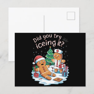 Gingerbread Man Cookie Ugly Sweater Oh Snap Xmas Holiday Postcard