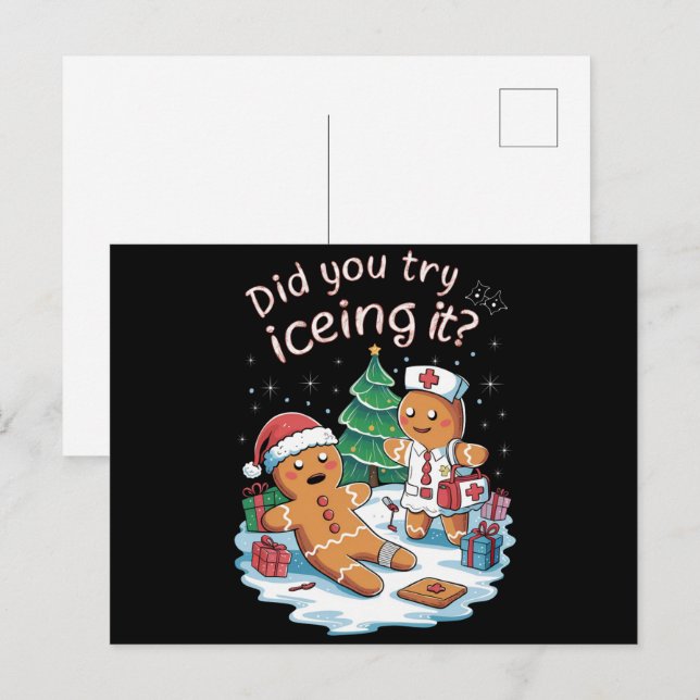 Gingerbread Man Cookie Ugly Sweater Oh Snap Xmas Holiday Postcard (Front/Back)