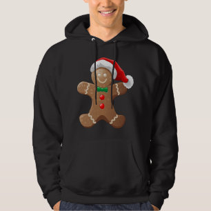Gingerbread Man Cookie With Santa Claus Hat Christ Hoodie