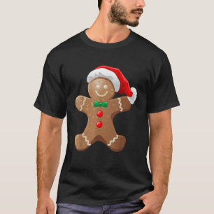 Gingerbread Man Cookie With Santa Claus Hat Christ T-Shirt