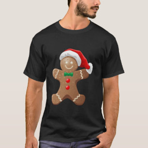 Gingerbread Man Cookie With Santa Claus Hat Christ T-Shirt