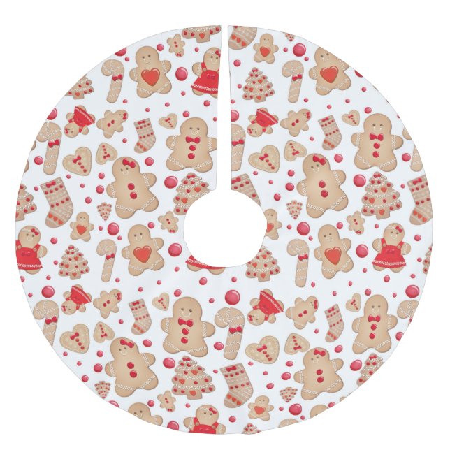 Gingerbread Man Cookies Christmas Holiday Brushed Polyester Tree Skirt (Front)