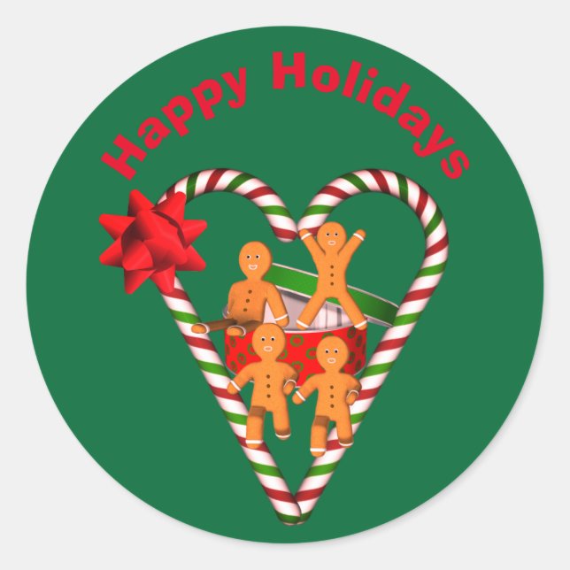 Gingerbread Man Cookies Christmas Holiday  Classic Round Sticker (Front)