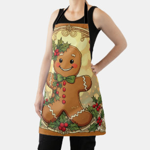 Gingerbread Man Cookies Festive Christmas Apron