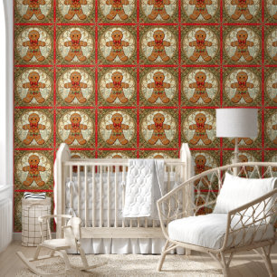 Gingerbread Man Cookies Festive Christmas Wallpaper