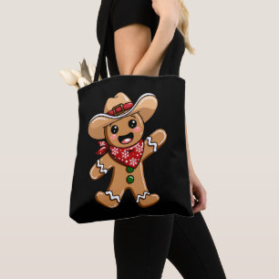 Gingerbread Man Cowboy Hat Bandana Christmas Xmas Tote Bag