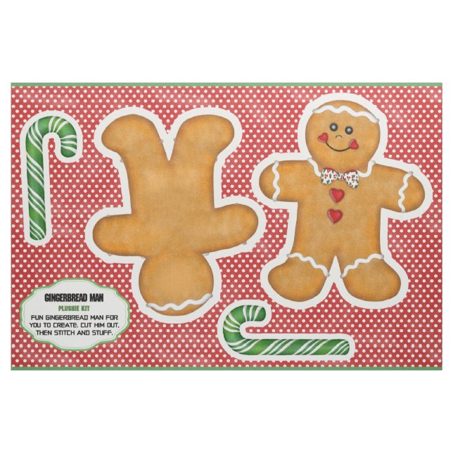 Gingerbread Man Cut and Sew Plushie Kit Fabric (Fat Quarter)