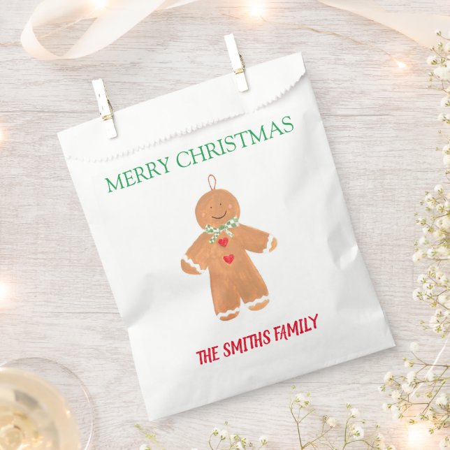 Gingerbread man Cute Christmas Treat Party Cookies Favour Bag (Clipped)