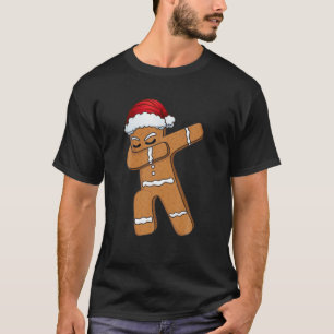 Gingerbread Man Dabbing With Santa Hat Christmas T T-Shirt