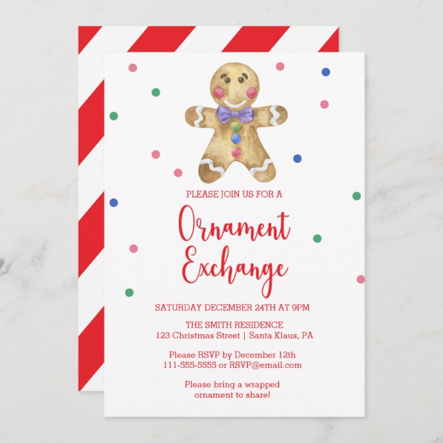 Gingerbread man - Exchange Party Invitation (Front/Back)