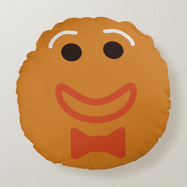 Gingerbread Man Face Fun Cookie Holiday Round Pillow (Front)