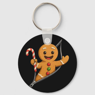 Gingerbread Man Funny Christmas Cookie King Cute G Keychain