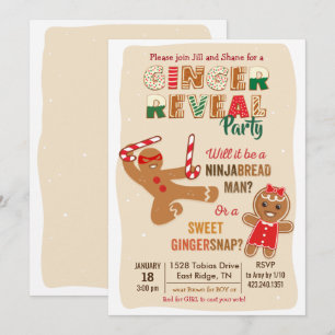 Gingerbread Man Gender Reveal Party Invitation