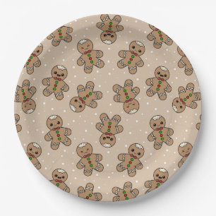 Gingerbread man geometric pattern paper plate