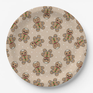 Gingerbread man geometric pattern paper plate