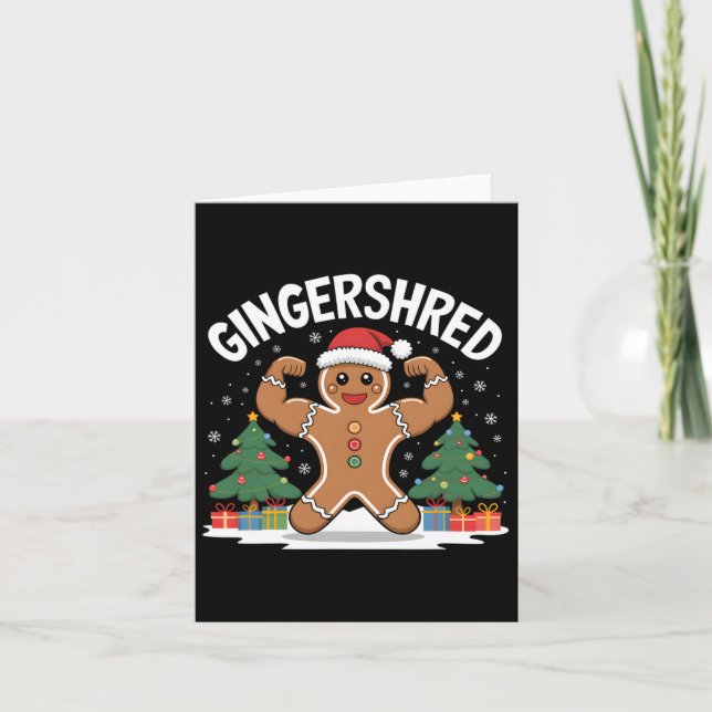 Gingerbread Man Gingershred Funny Gym Workout Chri Card (Front)